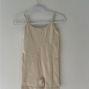 Cream Ribbed Sleeveless Bodysuit activewear